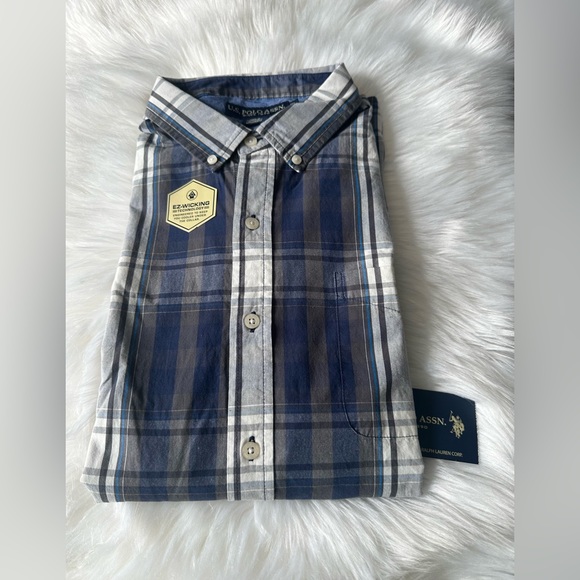 NWT Mens U.S. Polo Assn.® Button Down Woven Shirt - Navy - Picture 4 of 5